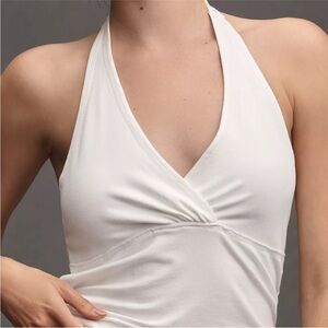 NWT Anthropologie White Pilcro Twist-Front Halter-Neck Top Size Large